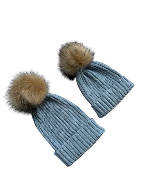 Accouchée Mom N Me Beanie Set In Blue