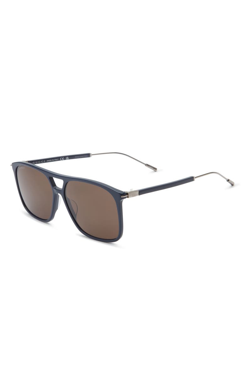 Gucci 60mm Aviator Sunglasses, Alternate, color, Blue Ruthenium Brown