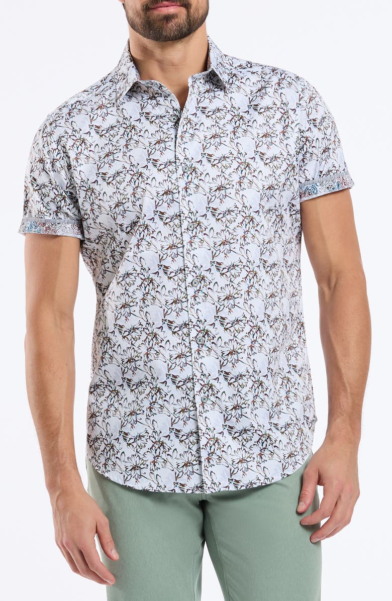 Robert Graham Rocco Short Sleeve Cotton Button-Up Shirt, Main, color,