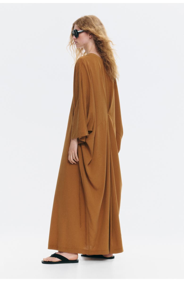 H&M Tie-detail Crêpe Dress, Alternate, color, Dark Beige