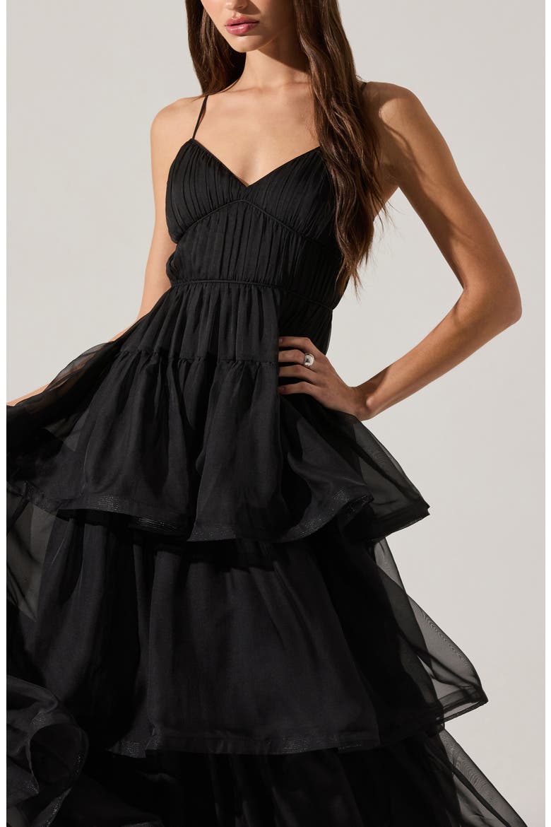 Theiria Tiered Ruffle Sleeveless Maxi Dress, Alternate, color, BLACK