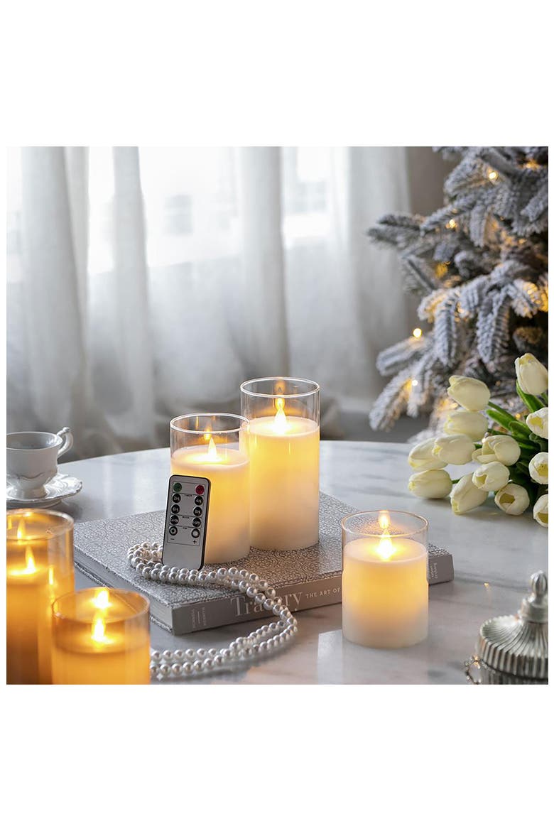 Set of 3 Flameless LED Candles, Alternate, color, WHITE