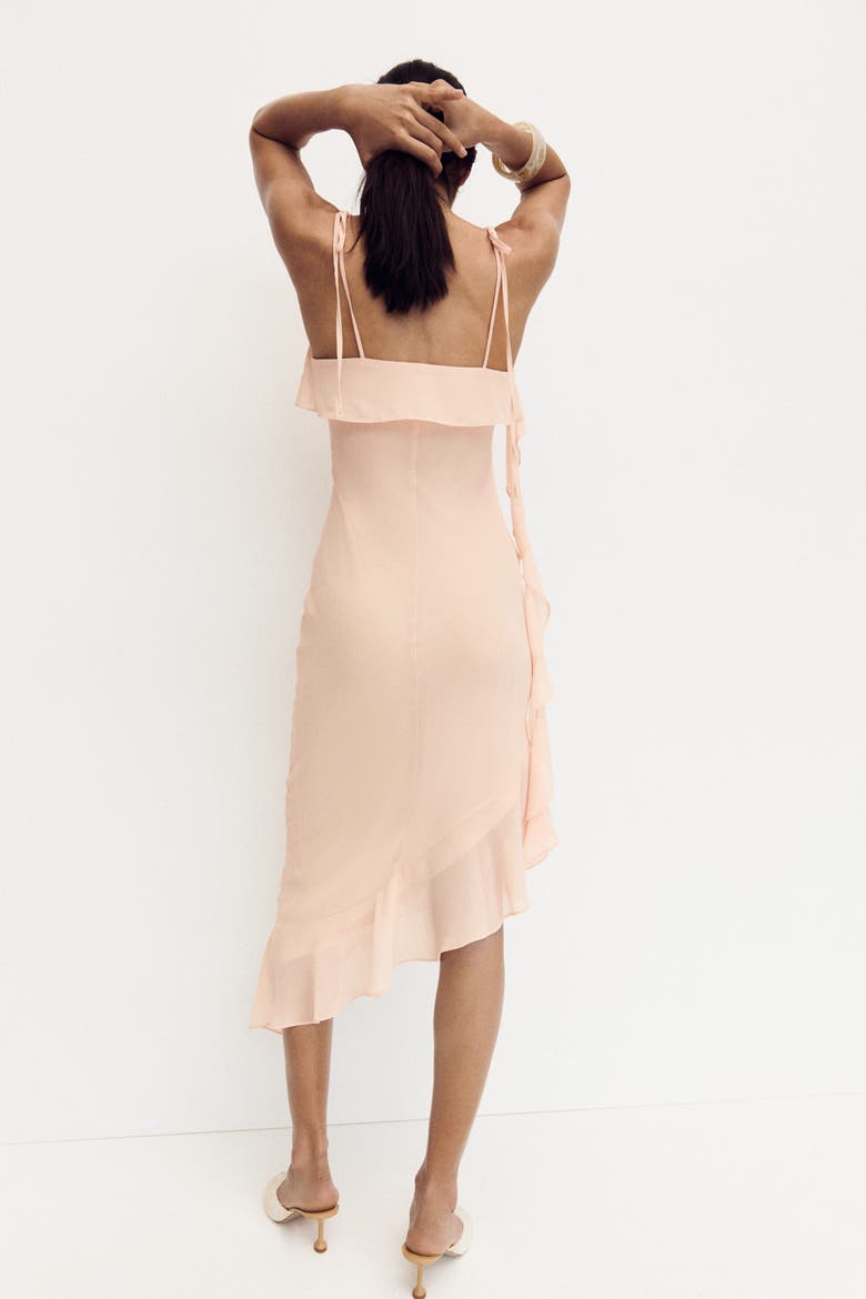 Flounced Tie-strap Dress, Alternate, color, Light peach pink
