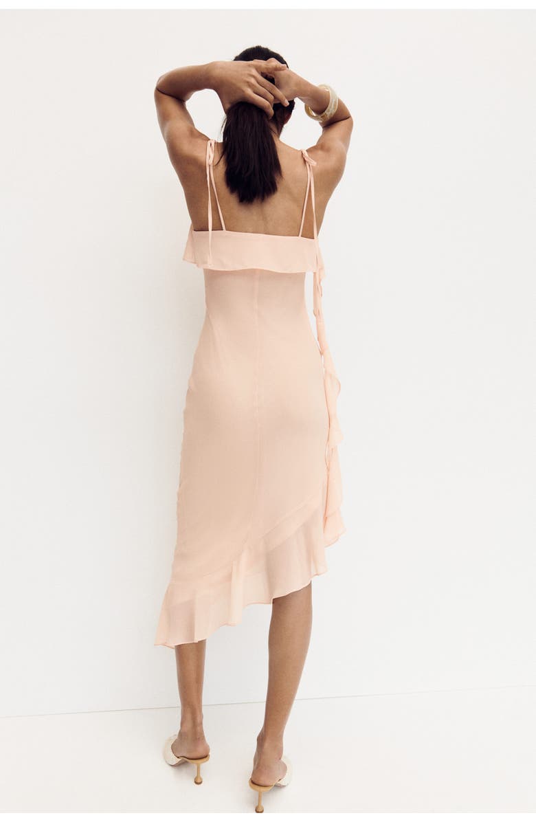 H&M Flounced Tie-strap Dress, Alternate, color, Light Peach Pink