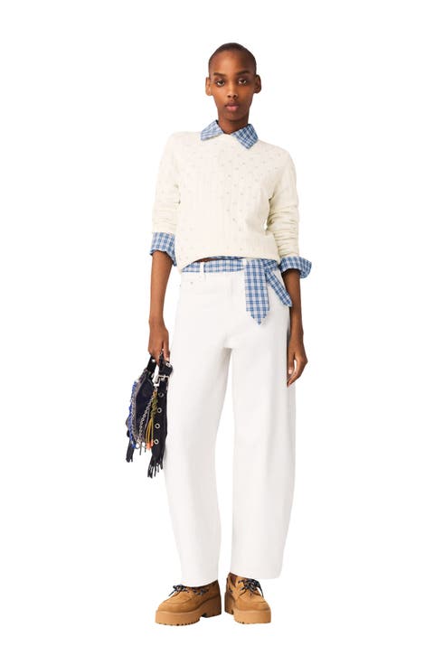 Rhinestone-front cardigan