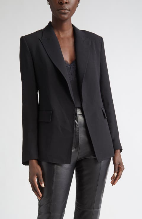 Belted Satin Back Crepe Wrap Jacket