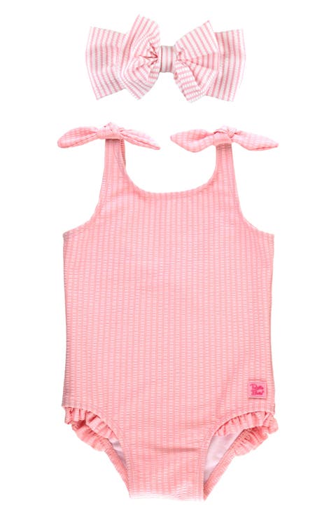 Kids' Seersucker One-Piece Swimsuit & Headband Set (Toddler & Little Kid)