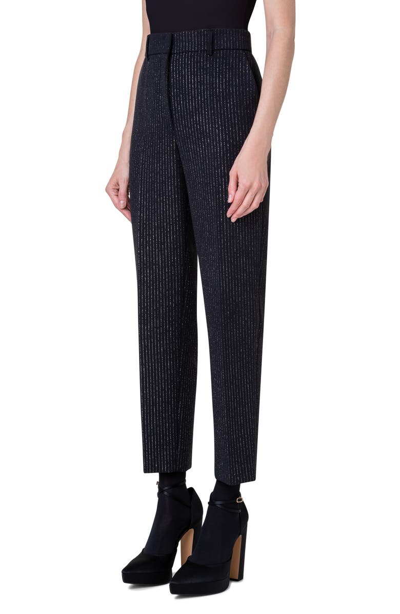 Akris punto Feryn Metallic Pinstripe Ankle Pants, Alternate, color,