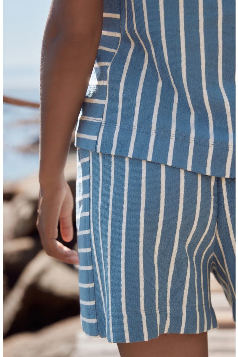 Stripe Cotton Terry Cloth Shorts, Alternate, color, WHITE
