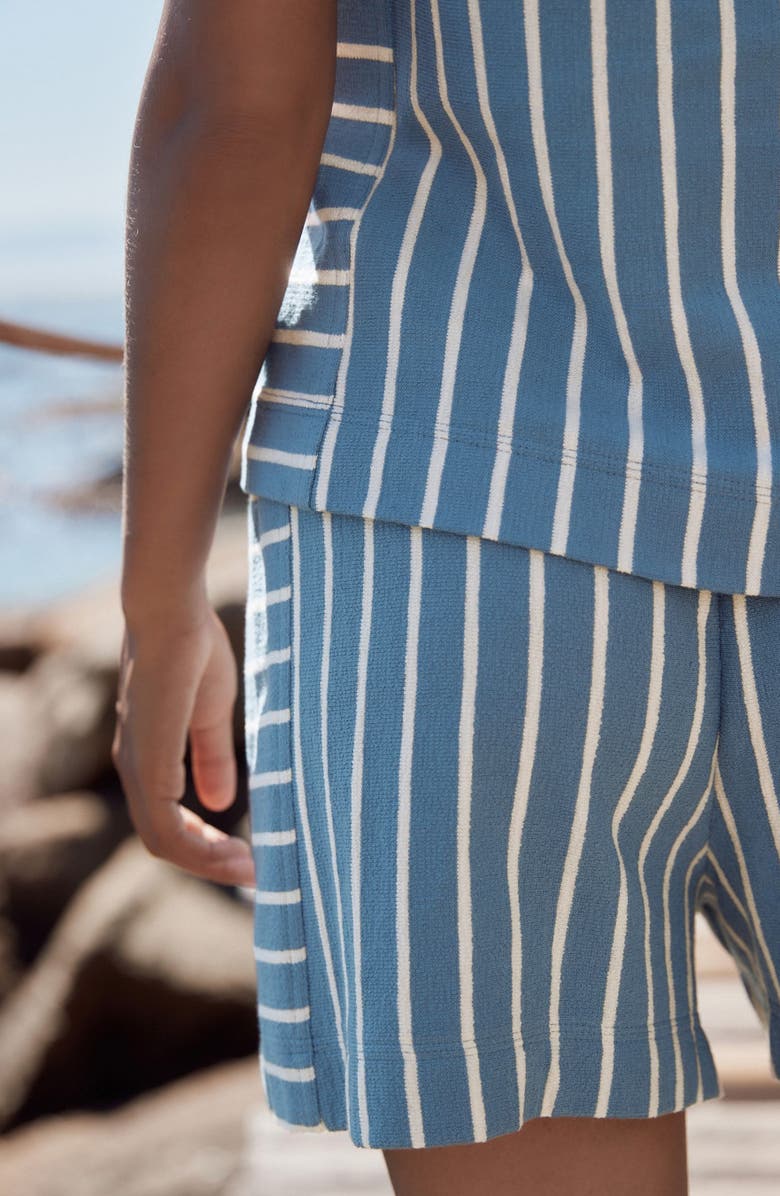 NEXT Stripe Cotton Terry Cloth Shorts, Alternate, color, White