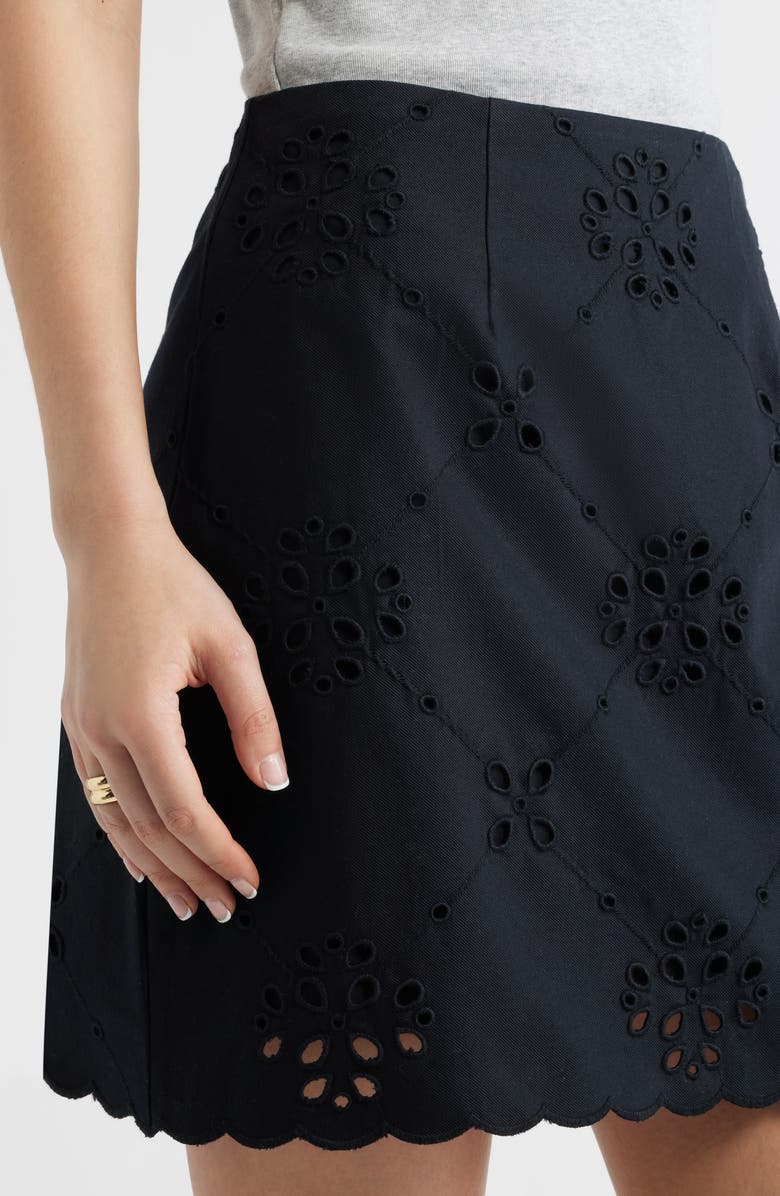 Caslon<sup>®</sup> Eyelet Lace Miniskirt, Alternate, color, Black