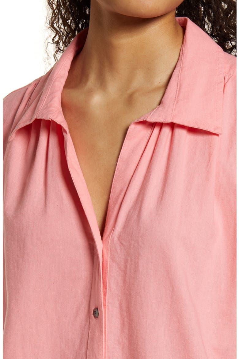 Linen Blend Camp Shirt, Alternate, color, PINK FLAMINGO