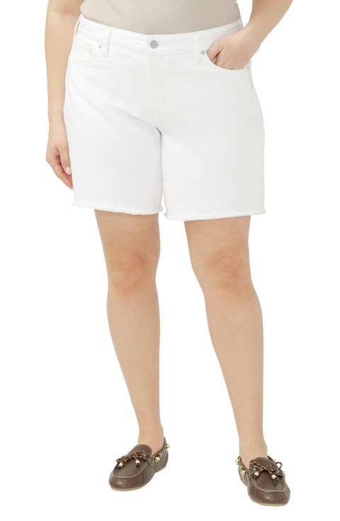 Suki Raw Hem Denim Shorts (Plus)