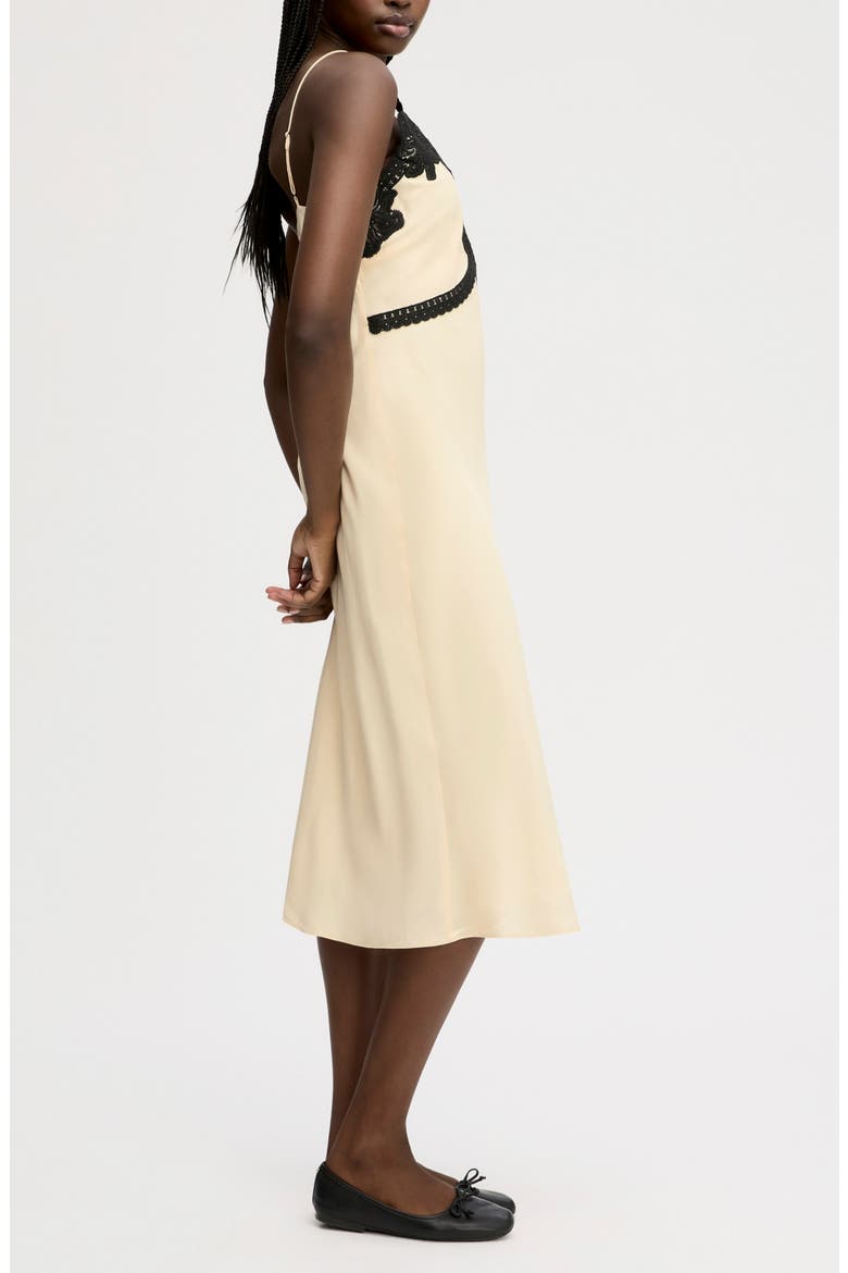 Lace Trim Midi Dress, Alternate, color, ALMOND