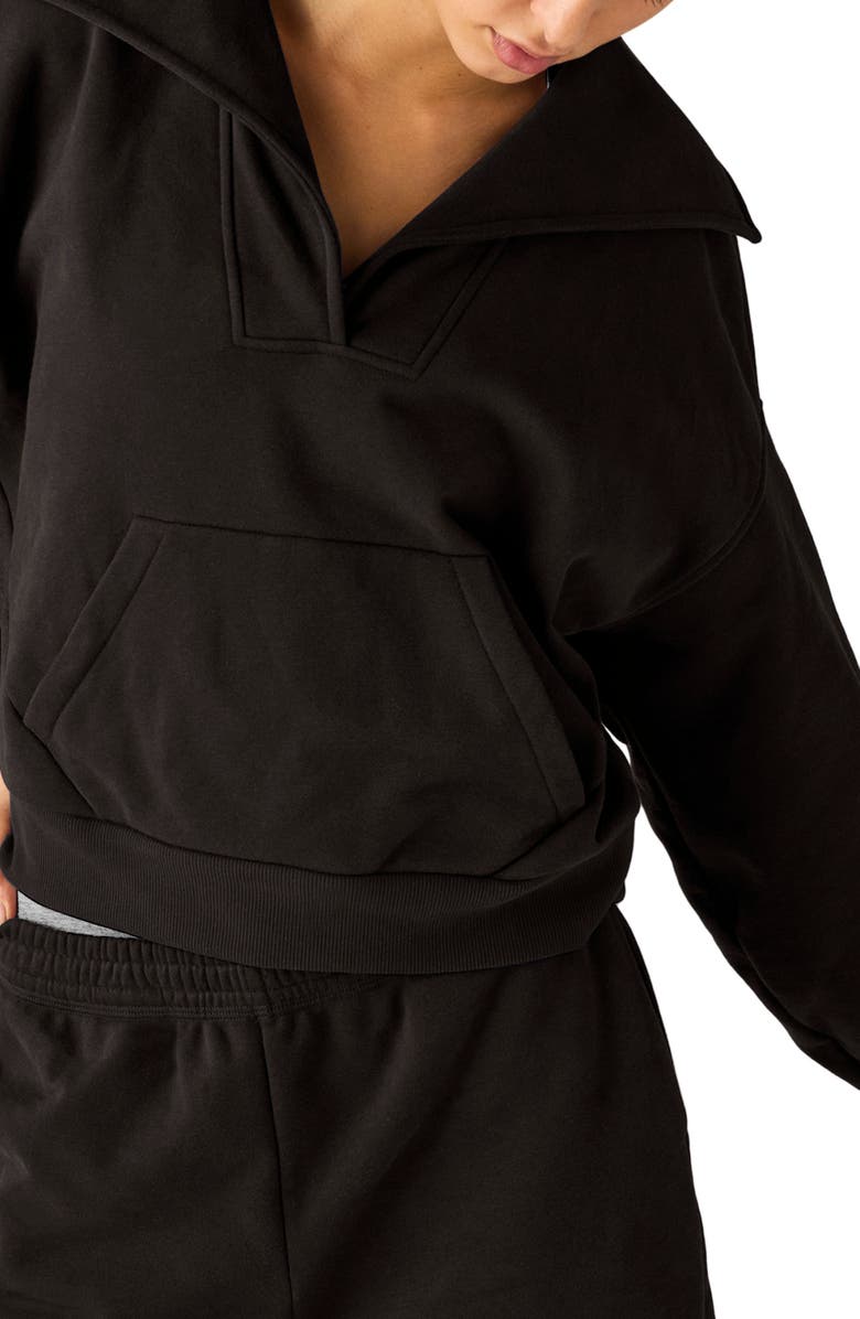 Beyond Yoga Street Smart Johnny Collar Fleece Sweatshirt, Alternate, color, Black