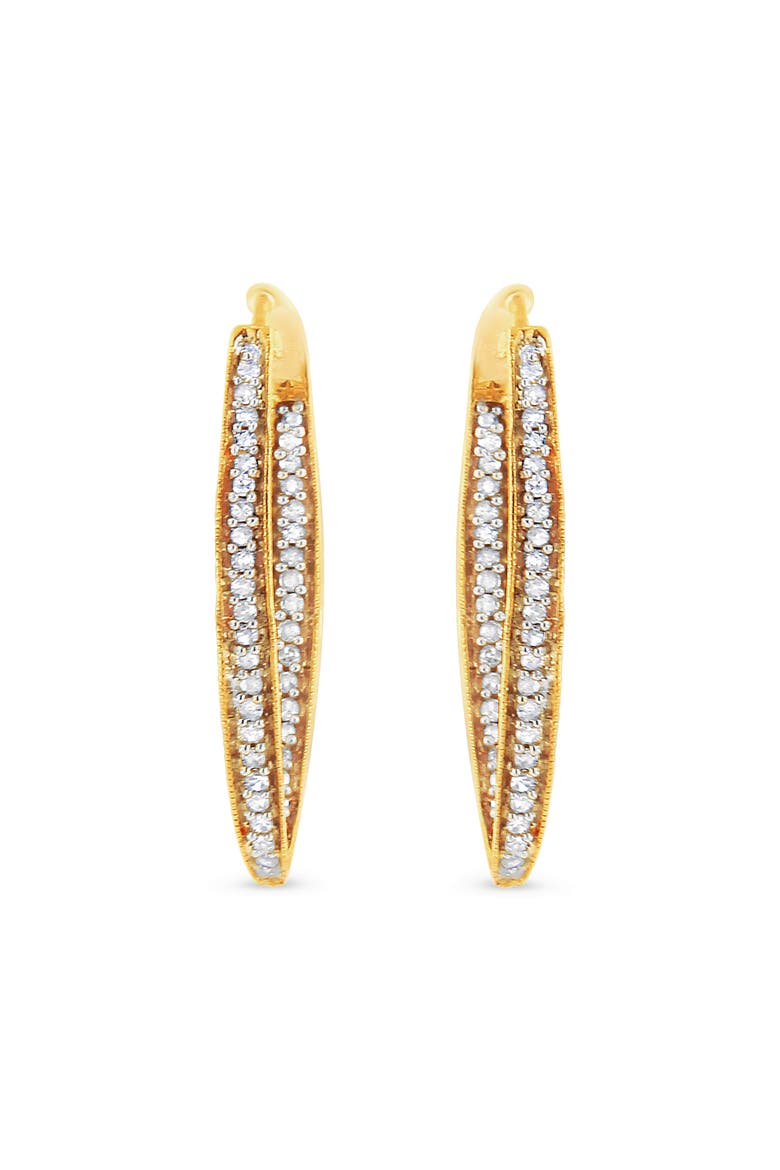 10K Yellow Gold 1/2 Ct RoundDiamond Modern Hoop Earrings, Alternate, color, Yellow