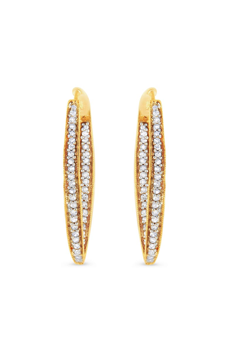 Haus of Brilliance 10K Yellow Gold 1/2 Ct RoundDiamond Modern Hoop Earrings, Alternate, color, Yellow