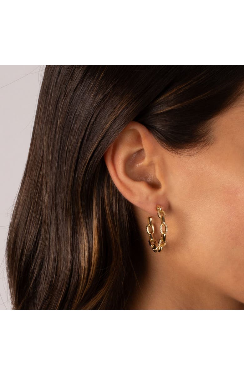 BY ADINA EDEN Solid/Pave Box Link Open Hoop Earring, Alternate, color, 