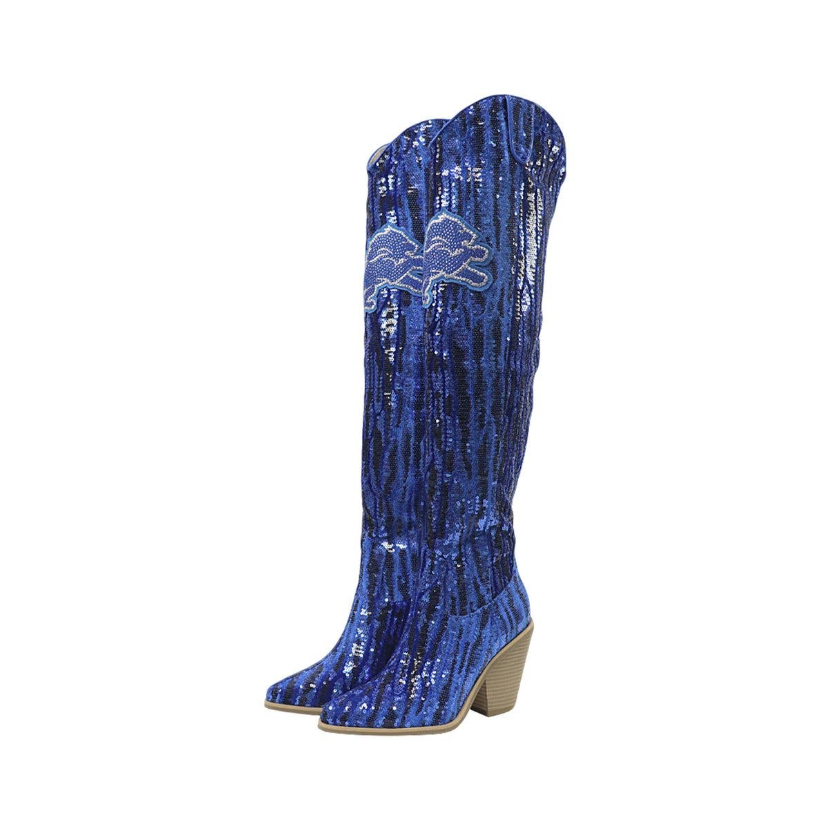 Detroit Lions Over-the-Knee Two-Tone Sequin Boots, Main, color, Blue