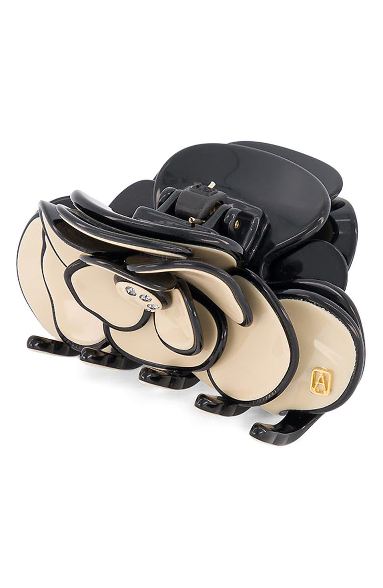 Alexandre de Paris Crystal Flower Claw Clip, Alternate, color, Beige