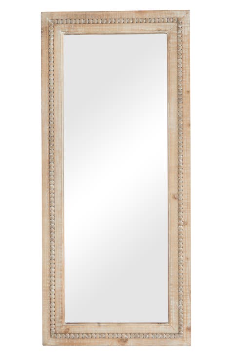 Brown Wood Distressed Wall Mirror