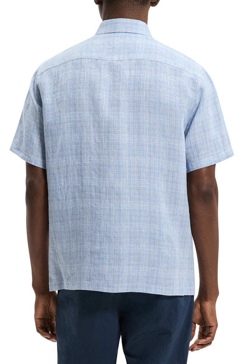 Irving Plaid Short Sleeve Linen Button-Up Shirt, Alternate, color, CRISP BLUE MULTI - 2RP