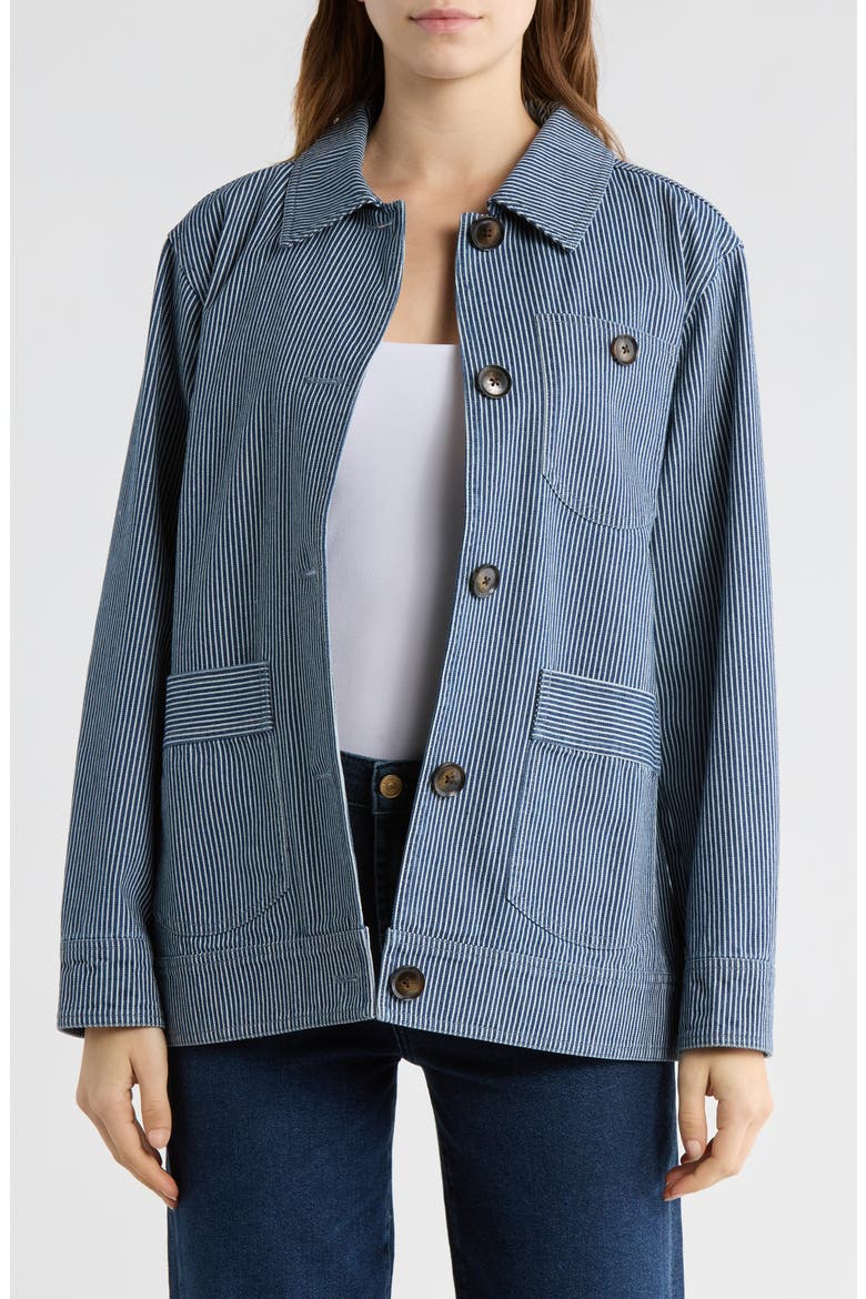 Stripe Cotton Jacket, Alternate, color, DARK NAVY