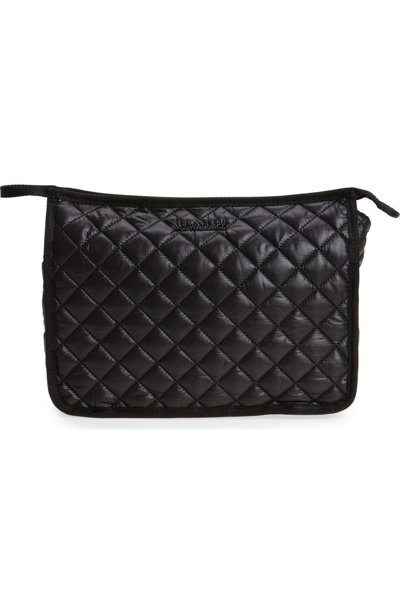 MZ Wallace Metro Quilted Nylon Clutch, Main, color, Black
