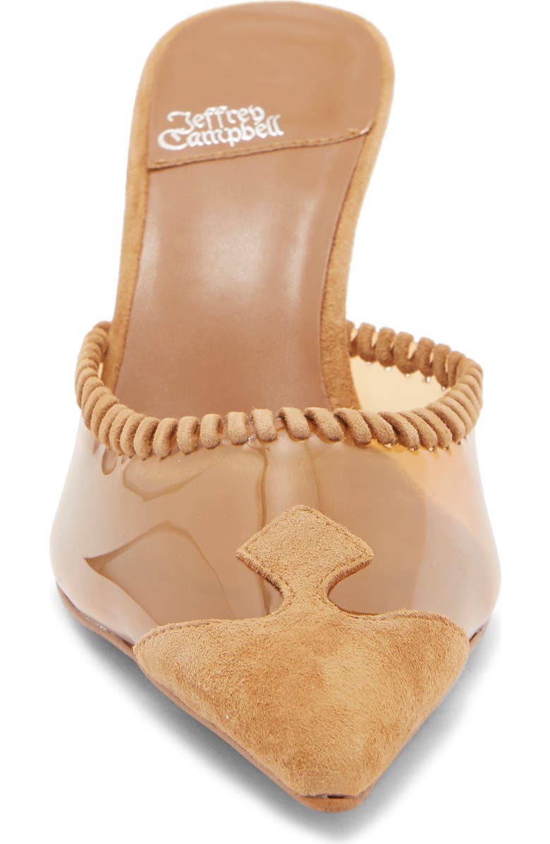 Jeffrey Campbell Partnerz Clear Cap Toe Mule, Alternate, color, Tan Suede Combo