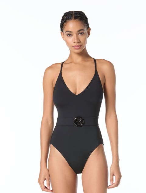 Bubble Logo Cross Back One-Piece Swimsuit
