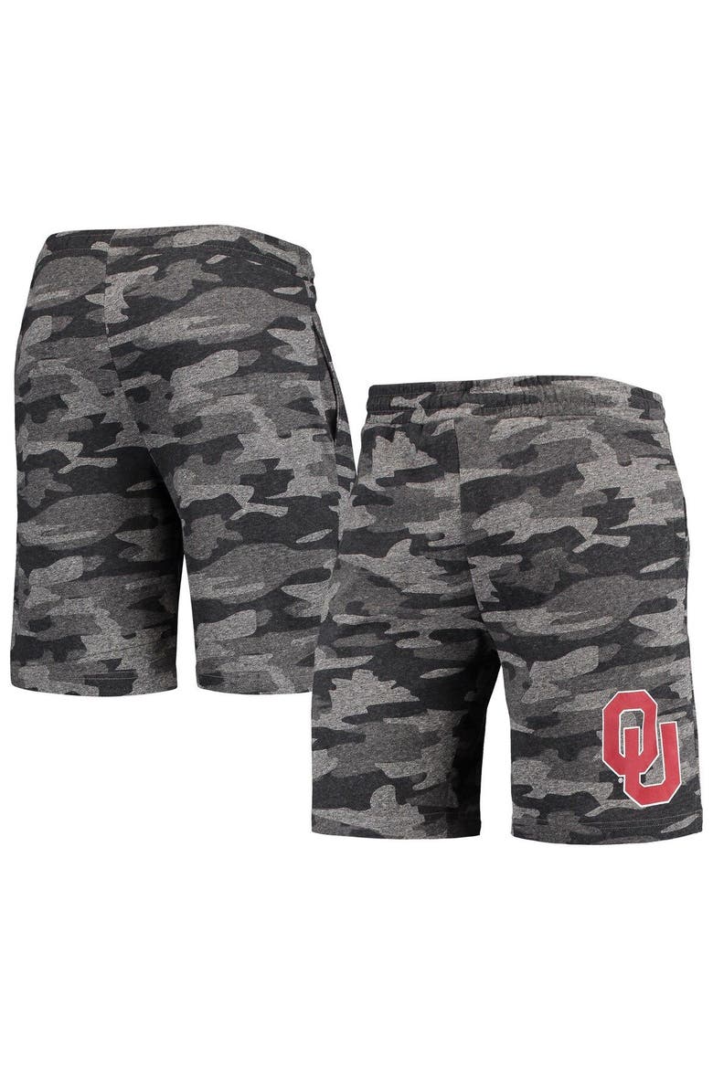 Men's Concepts Sport Charcoal/Gray Oklahoma Sooners Camo Backup Terry Jam Lounge Shorts, Main, color, Charcoal