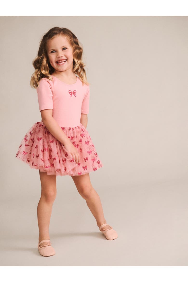 Glitter Bow Tutu Tulle Dress, Alternate, color, Vintage Pink