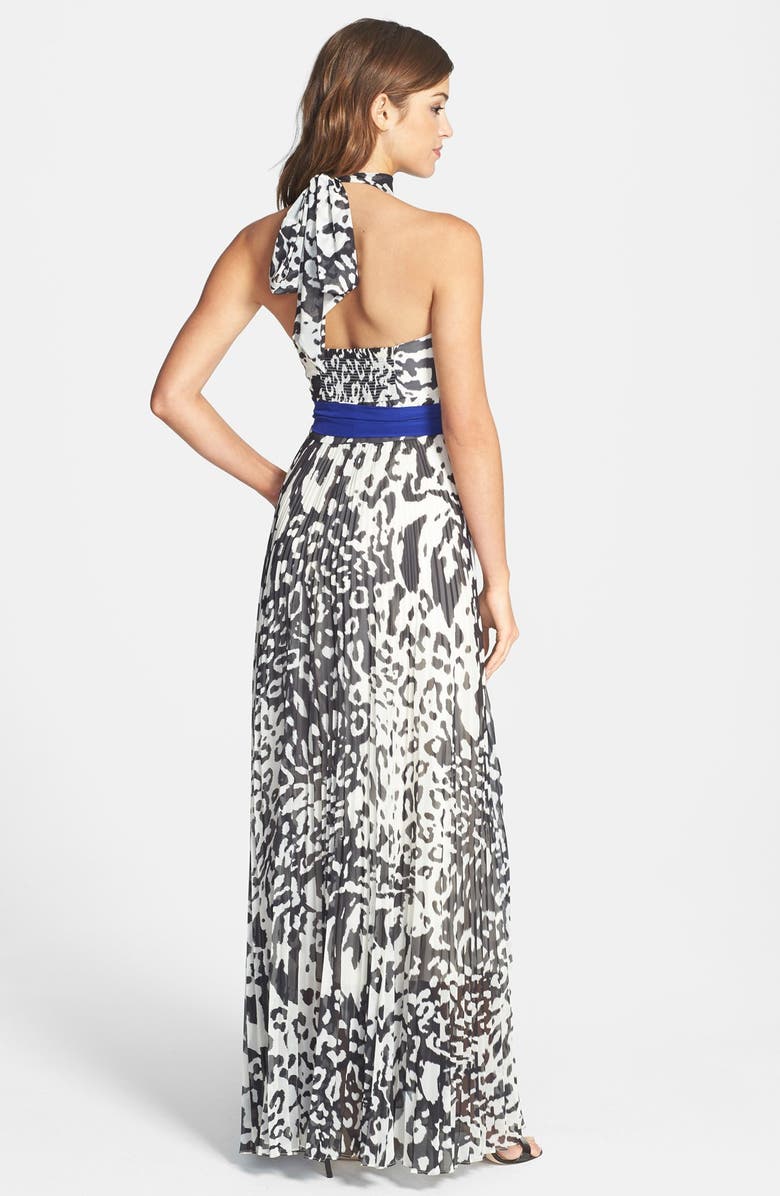 Eliza J Print Chiffon Halter Maxi Dress, Alternate, color,