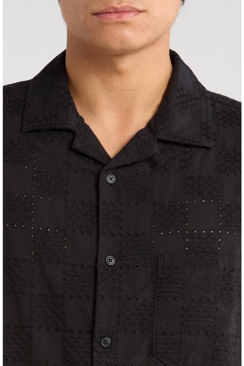 Wayside Eyelet Embrodiered Camp Shirt, Alternate, color, BLACK