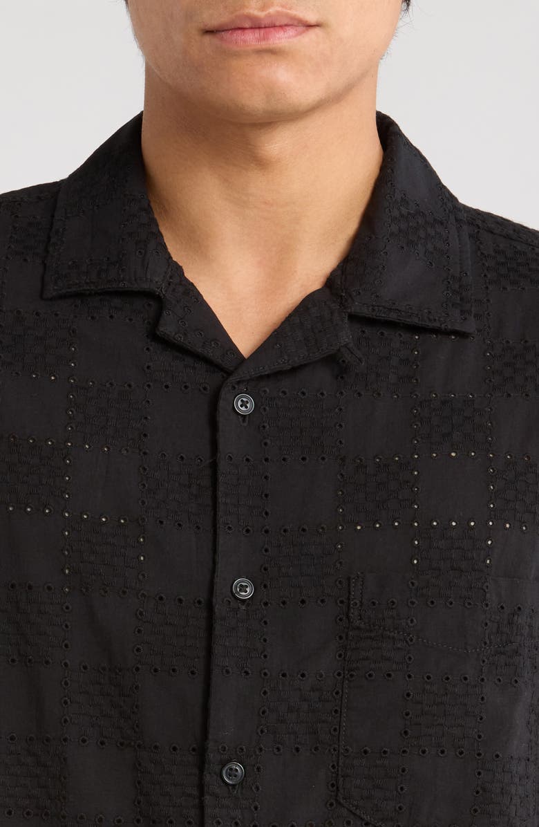 Vans Wayside Eyelet Embrodiered Camp Shirt, Alternate, color, Black