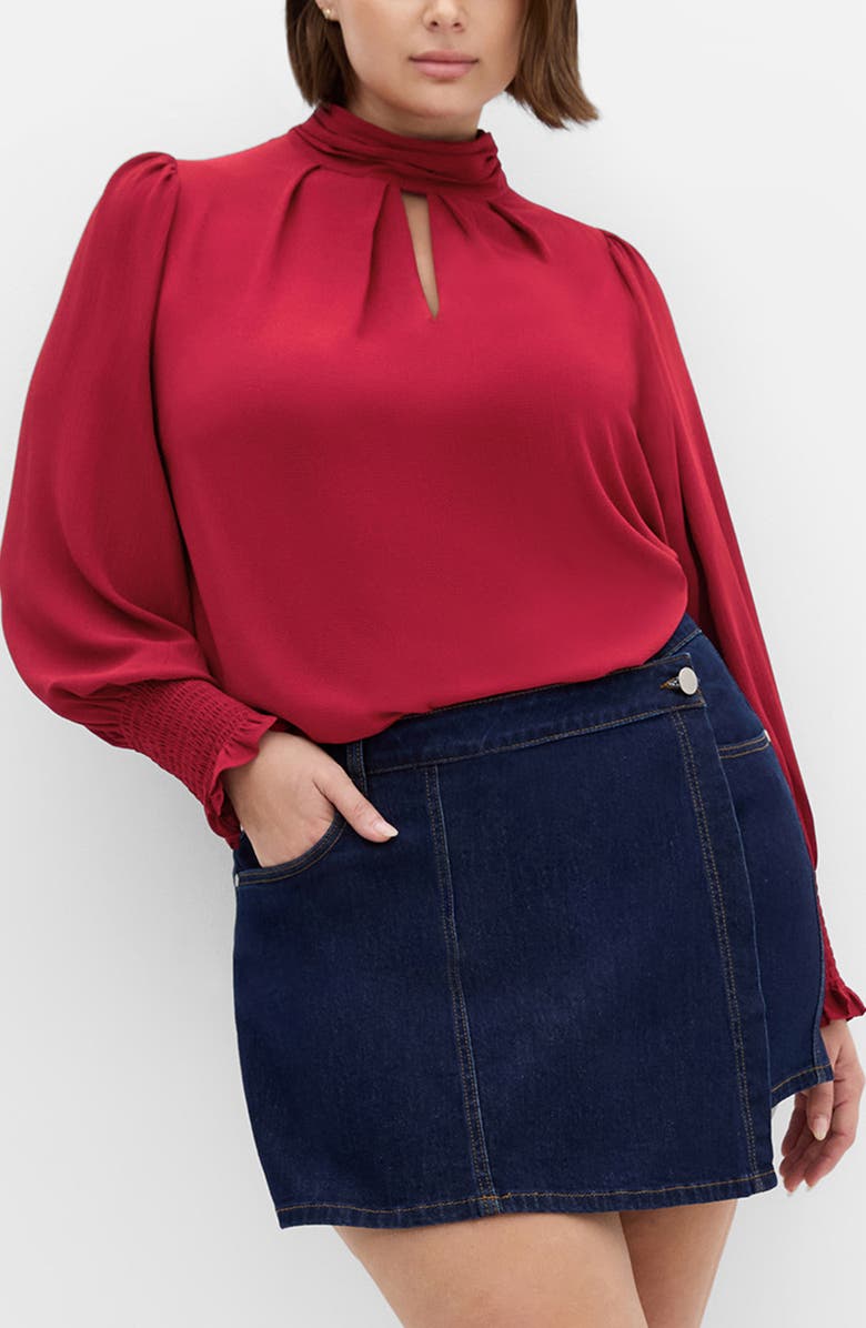 City Chic Iris Keyhole Top, Main, color, Ruby