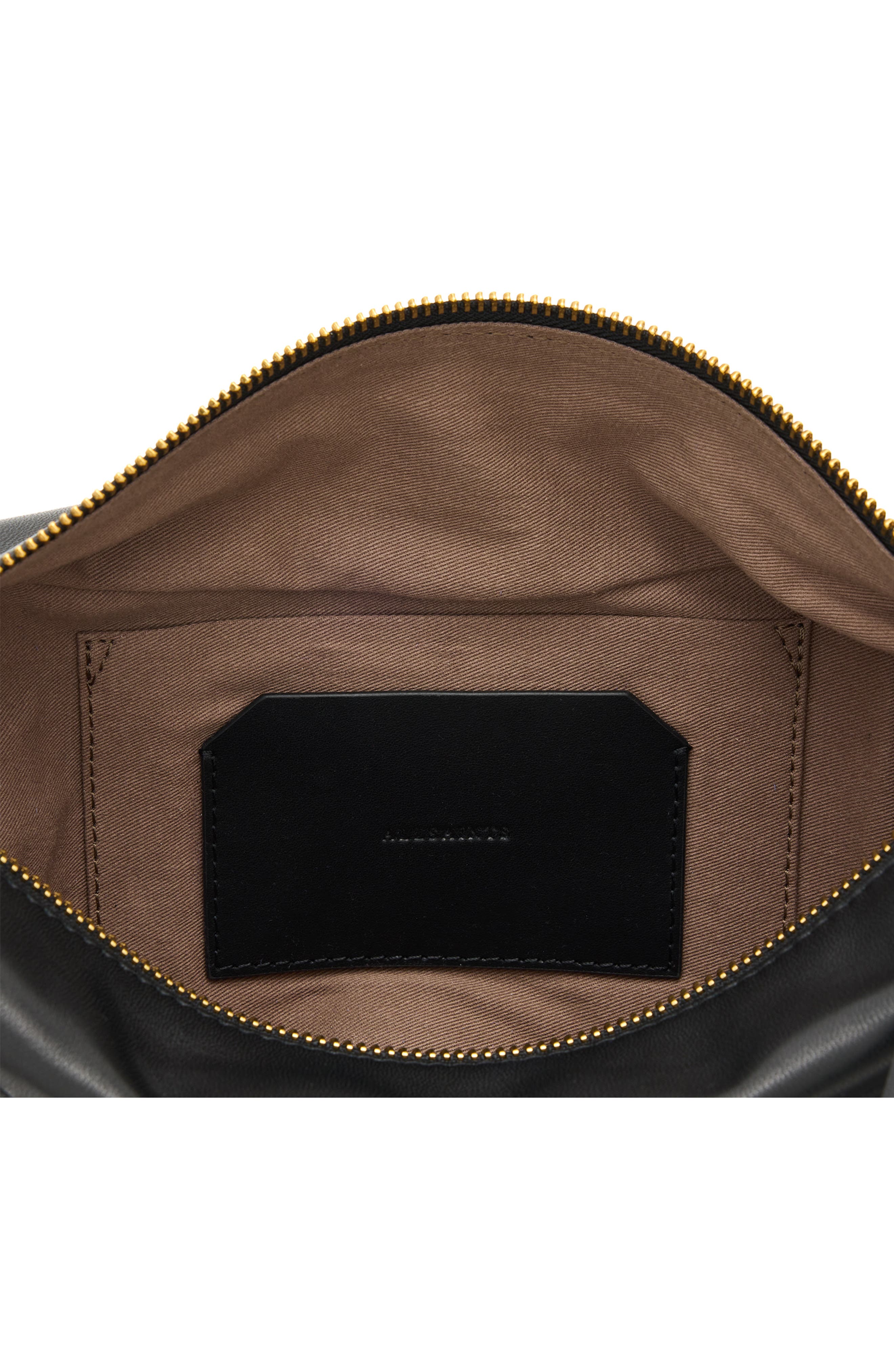 AllSaints Luna Leather Crossbody Bag, Alternate, color, Black