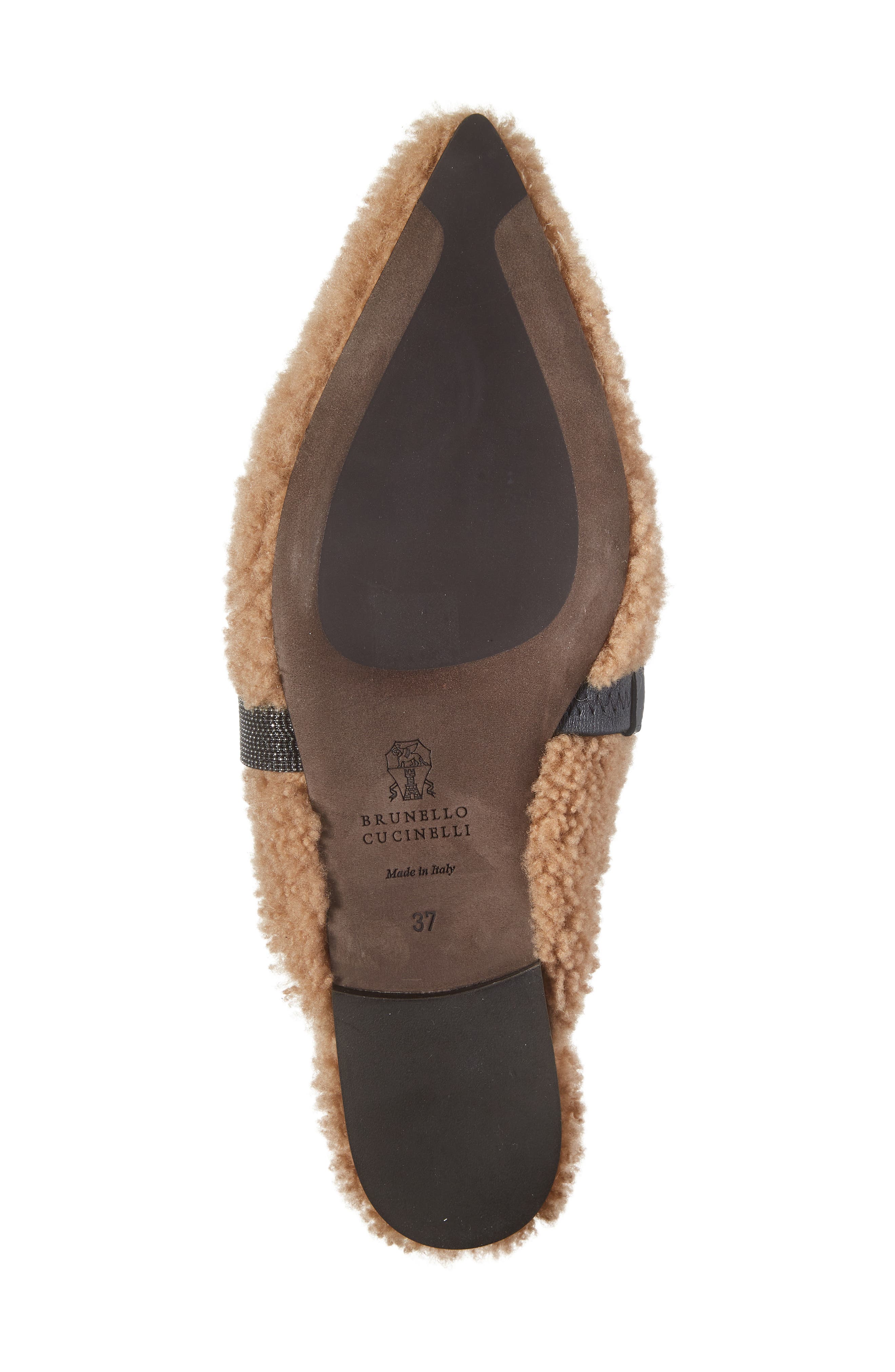 Brunello Cucinelli Monili Beaded Genuine Shearling Slide, Alternate, color, 