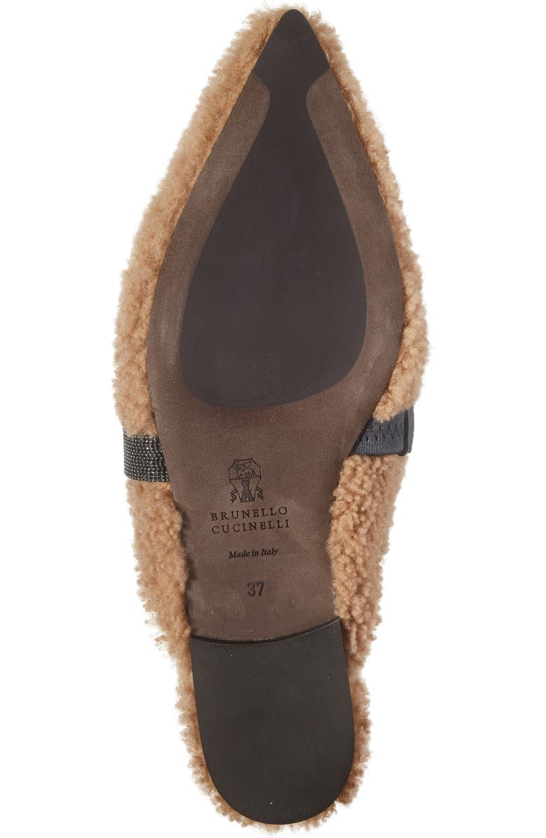 Brunello Cucinelli Monili Beaded Genuine Shearling Slide, Alternate, color,