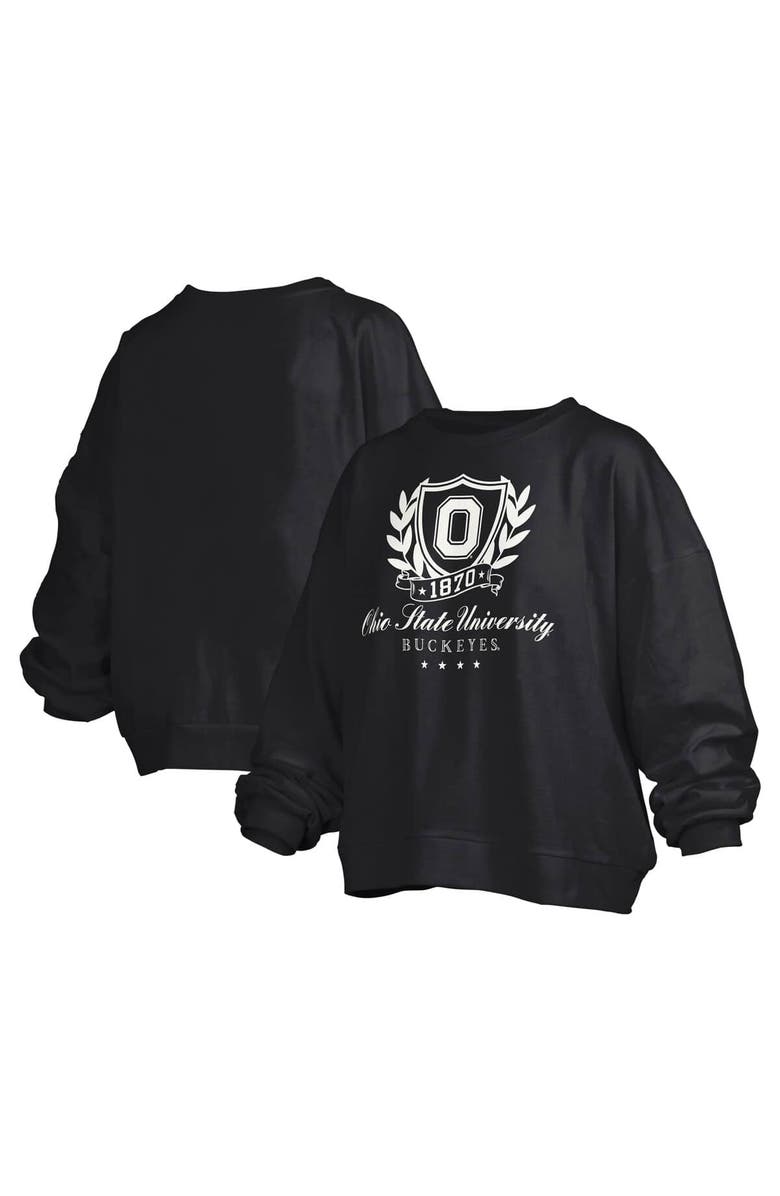 PRESSBOX Women's Pressbox Black Ohio State Buckeyes Big Aug Script Janice Oversized Pullover Sweatshirt, Main, color, Black