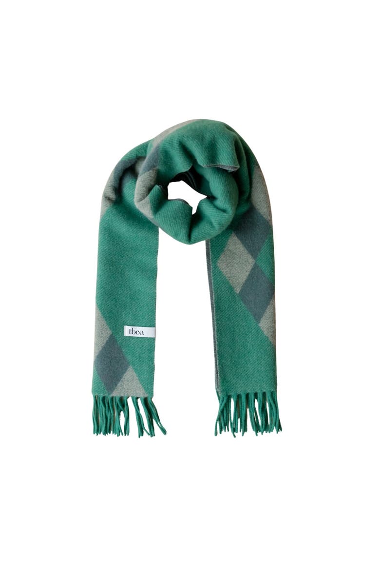 Lambswool Jacquard Oversized Scarf, Main, color, Green Diamond