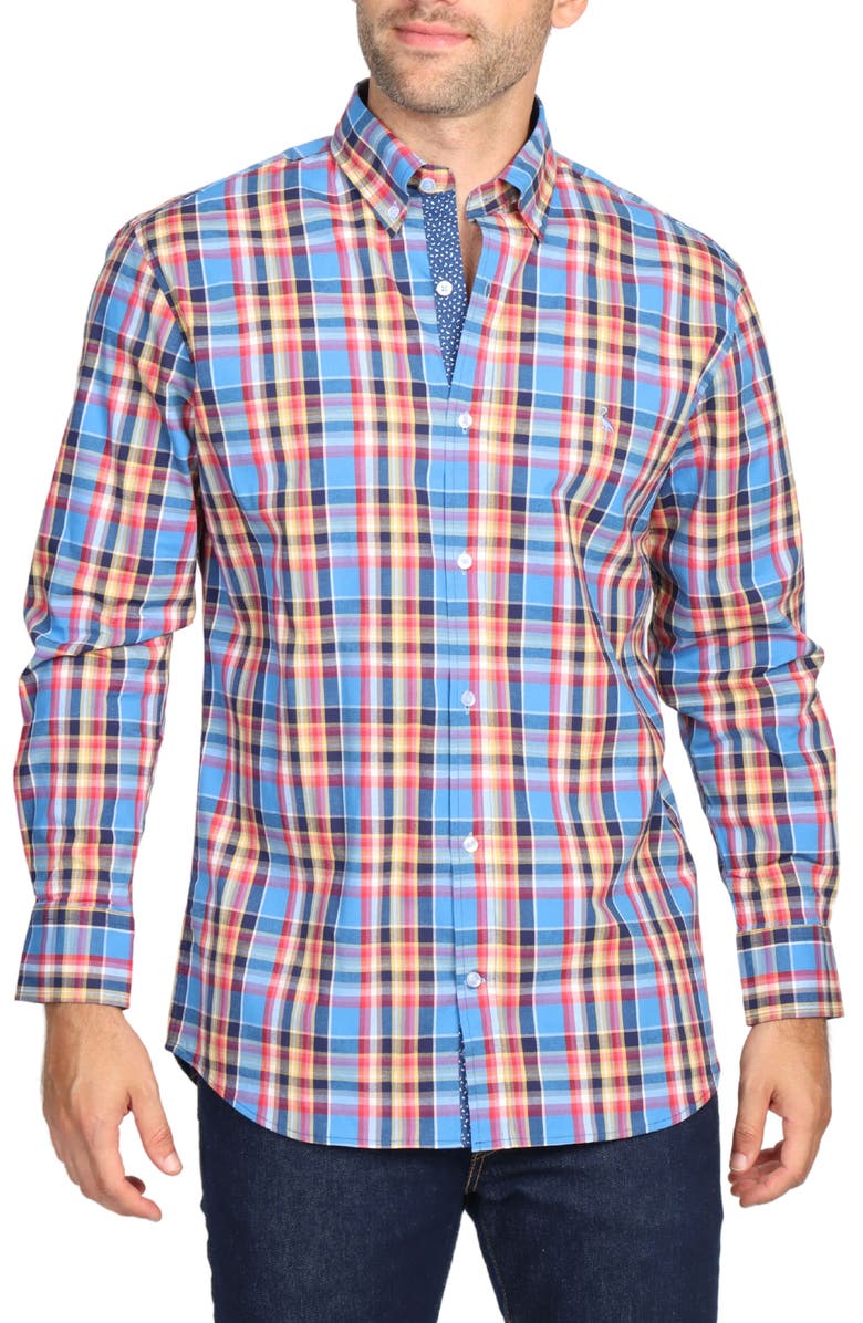 TailorByrd Multi Plaid Long Sleeve Cotton Stretch Button Down Shirt, Main, color,