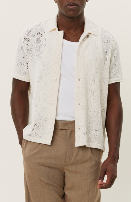 Les Deux Hector Lace Short Sleeve Button-up Shirt In Ivory