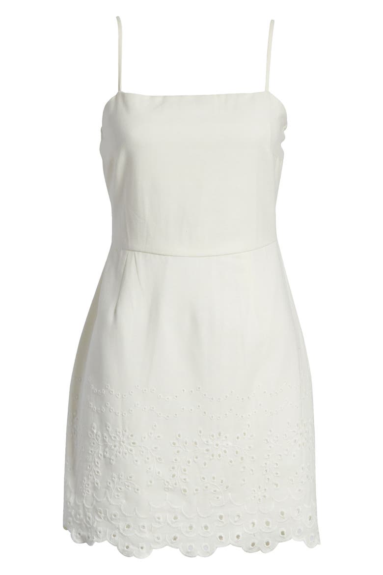 Embroidered Sleeveless Minidress, Alternate, color, WHITE