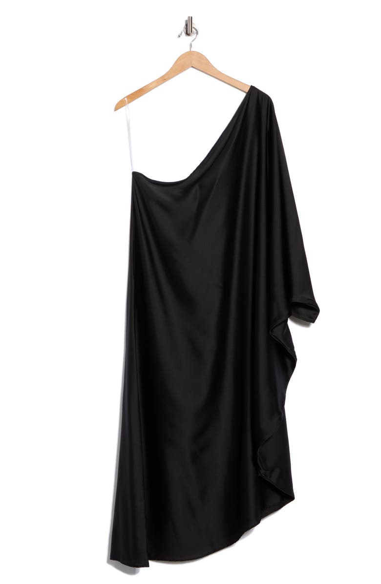 Renee C One-Shoulder Satin Dress, Alternate, color, Black