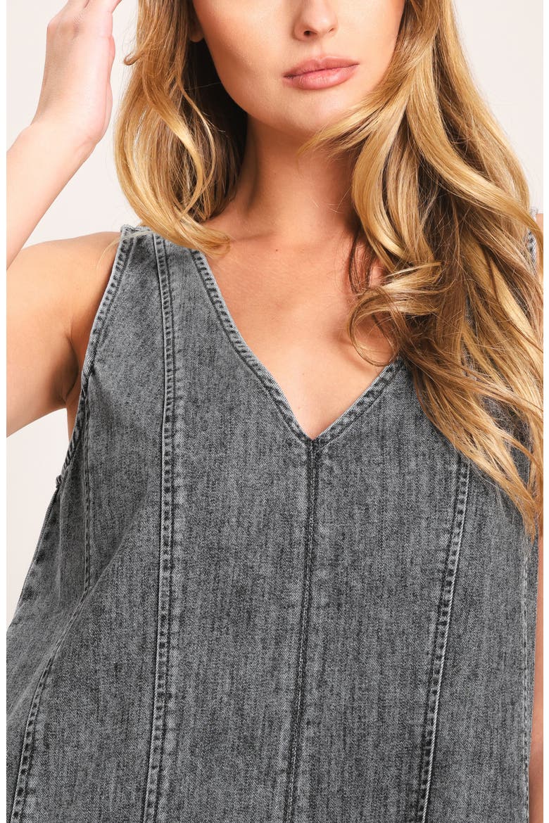 Washed Denim Romper, Alternate, color, GREY DENIM