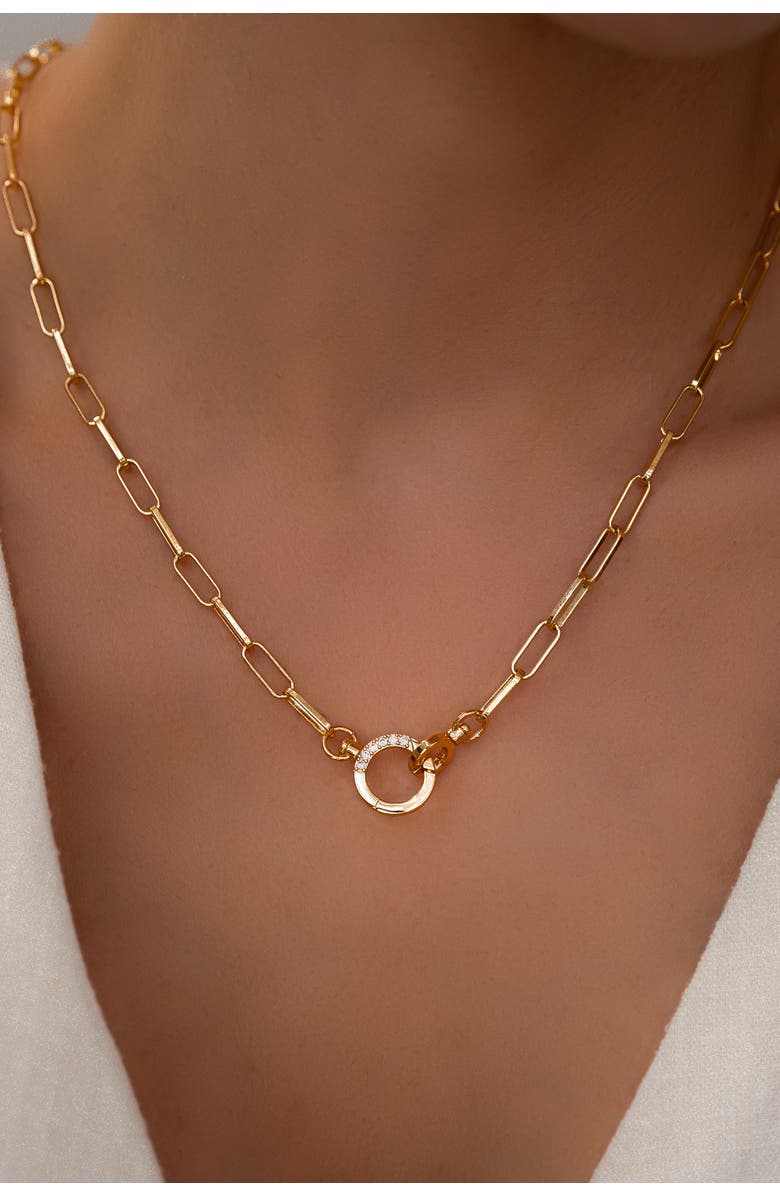 Mint & Lily Pave Mint Paperclip Necklace, Alternate, color, Silver