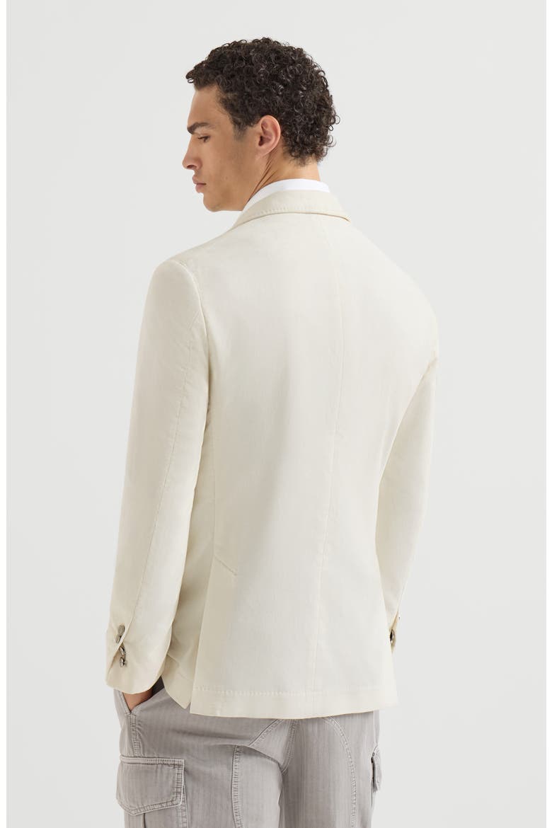 Sea Island cotton narrow wale corduroy deconstructed blazer with large peak lapels and metal buttons, Alternate, color, Panama