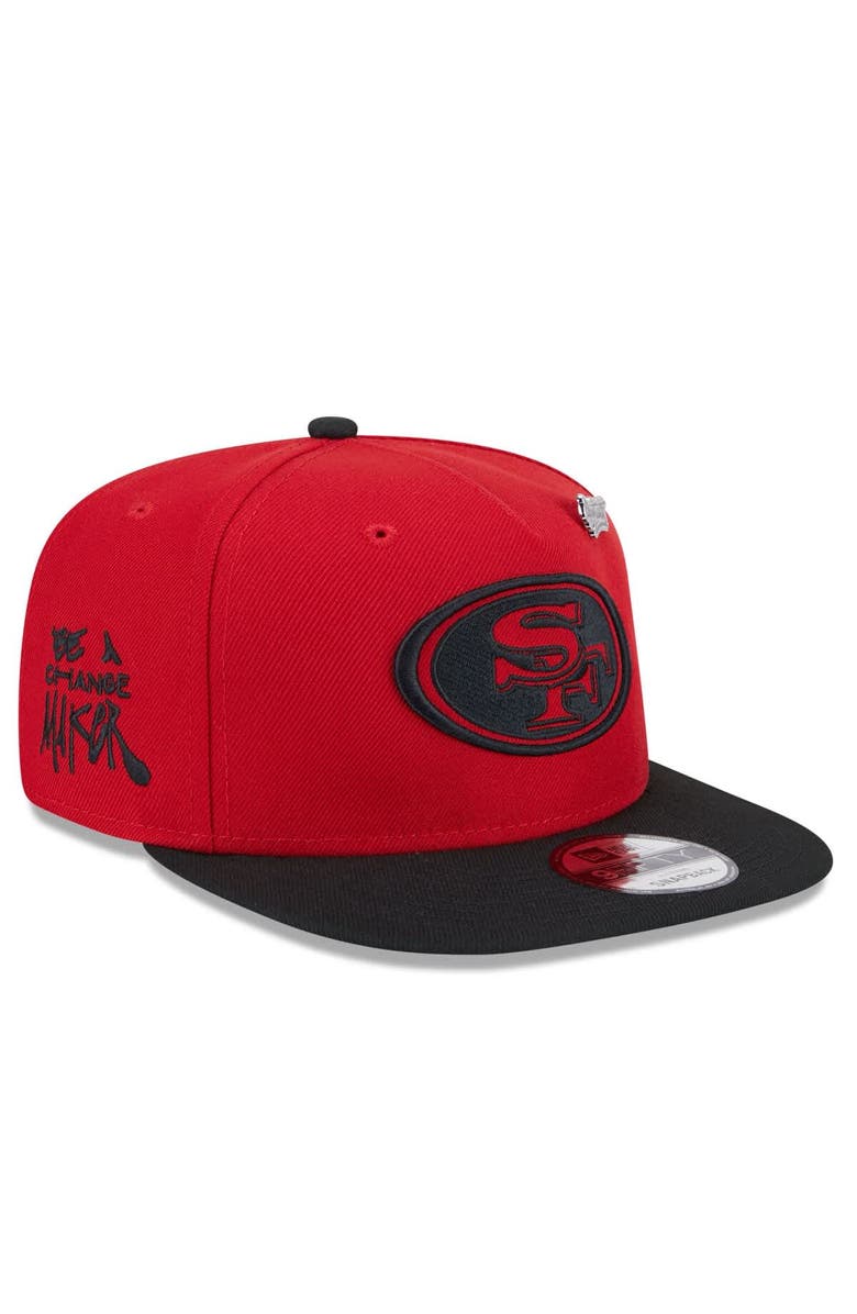 New Era Men's New Era Scarlet/Black San Francisco 49ers 2024 Inspire Change A-Frame 9FIFTY Snapback Hat, Main, color, 