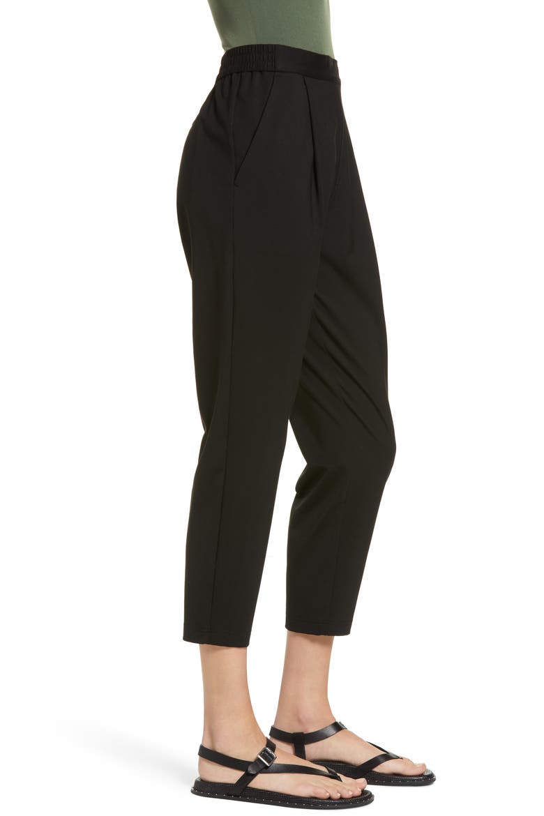 Aleida Jersey Crop Pants, Alternate, color, BLACK